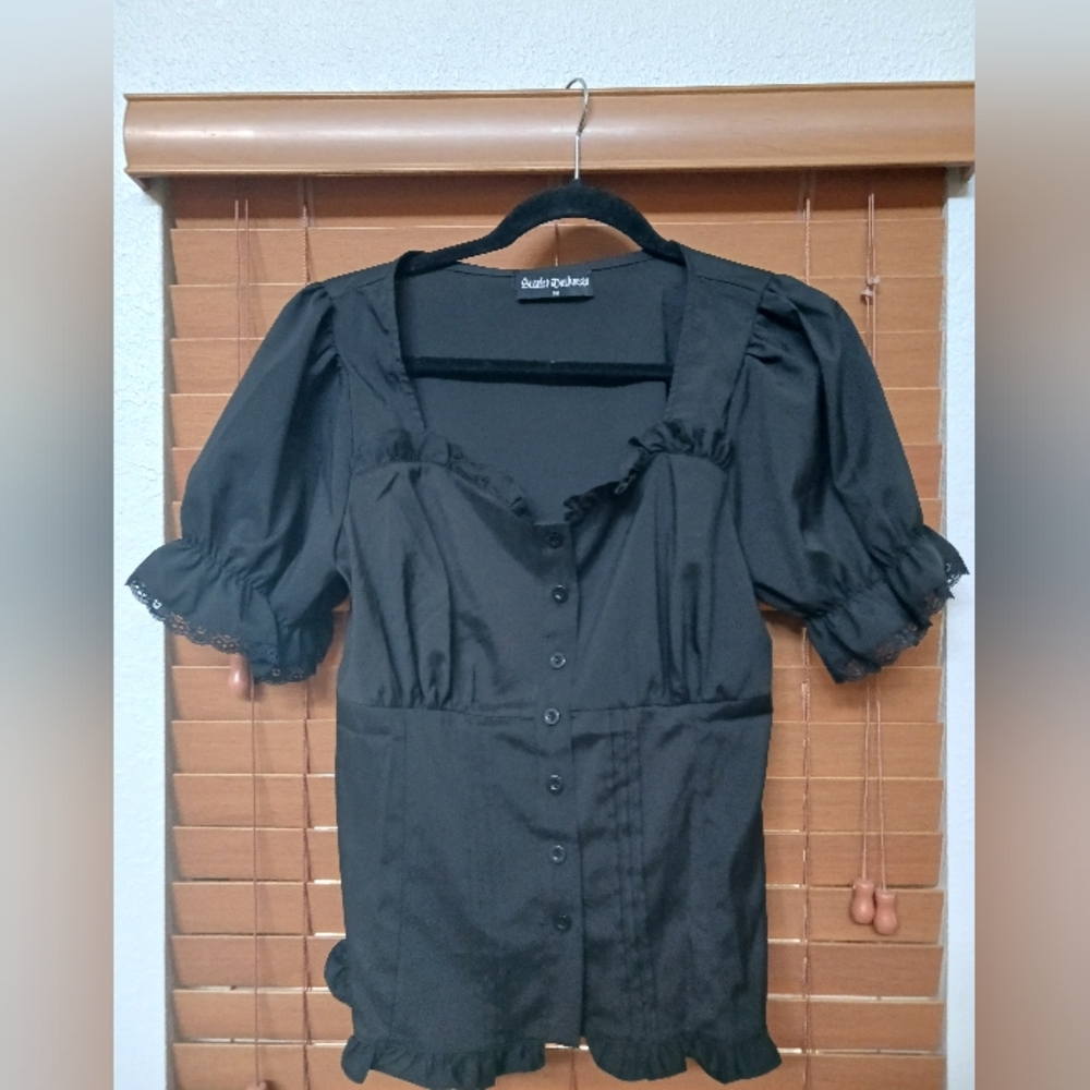 Scarlet Darkness Corset Top Black Sz Medium NWT Goth Short Sleeve